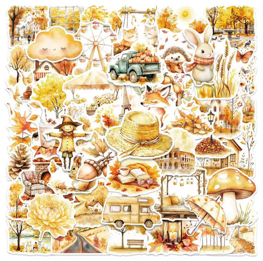 50 Stickers Vinil Otoño