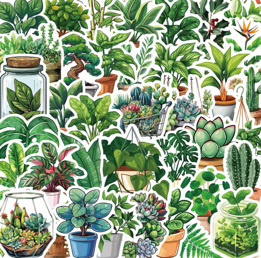50 Stickers Vinil - Plantas verdes