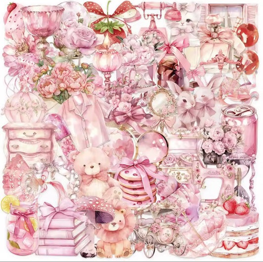 50 Stickers Transparentes Rosa