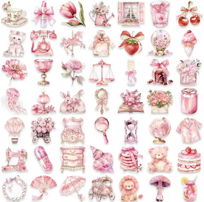 50 Stickers Transparentes Rosa