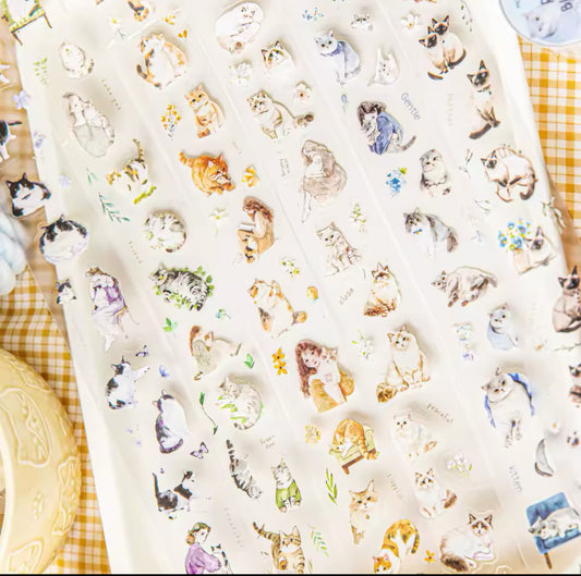 Rollo de Stickers Gatos