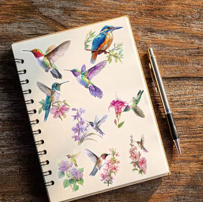 50 Stickers Transparentes Colibris & Parajos