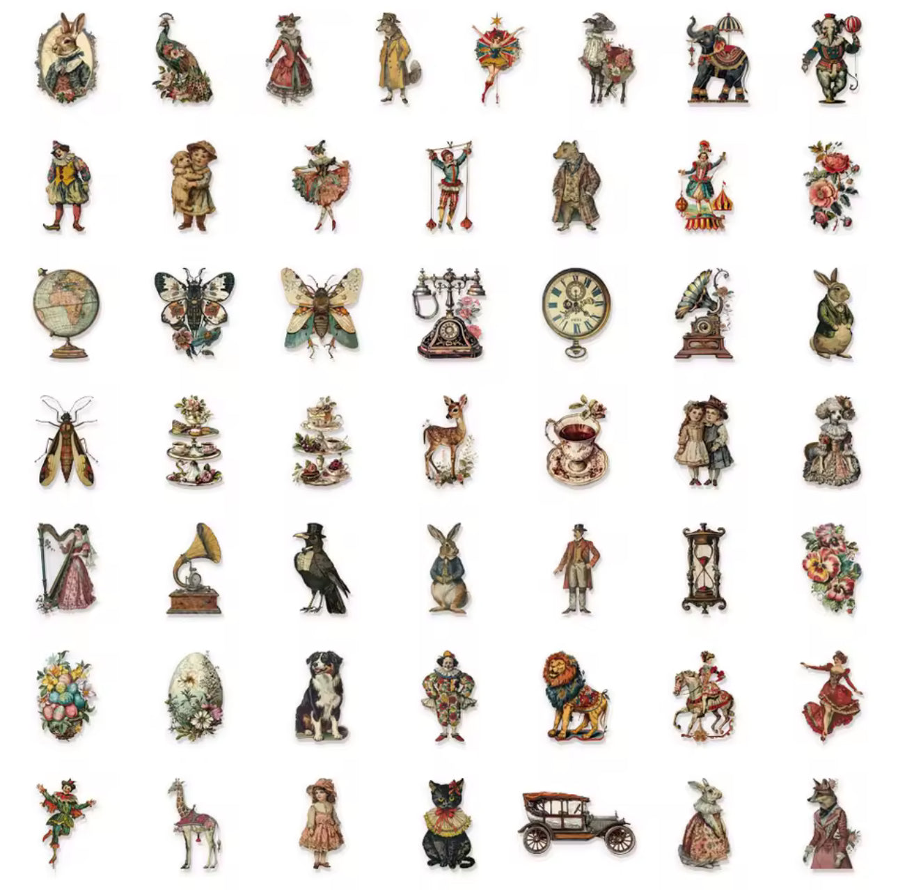 50 Stickers transparentes Victorian Style