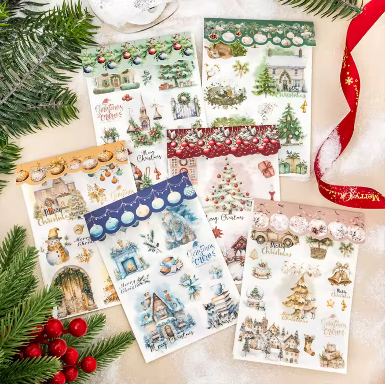 2 Hojas Stickers transfer Navidad