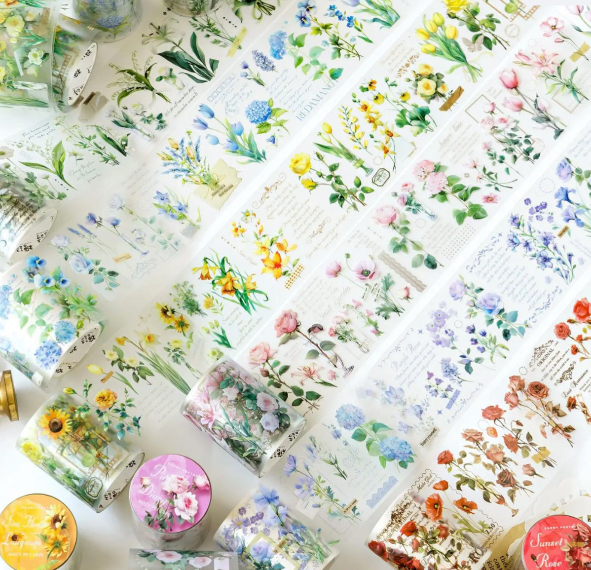Washi Tape Ancho Flores por color