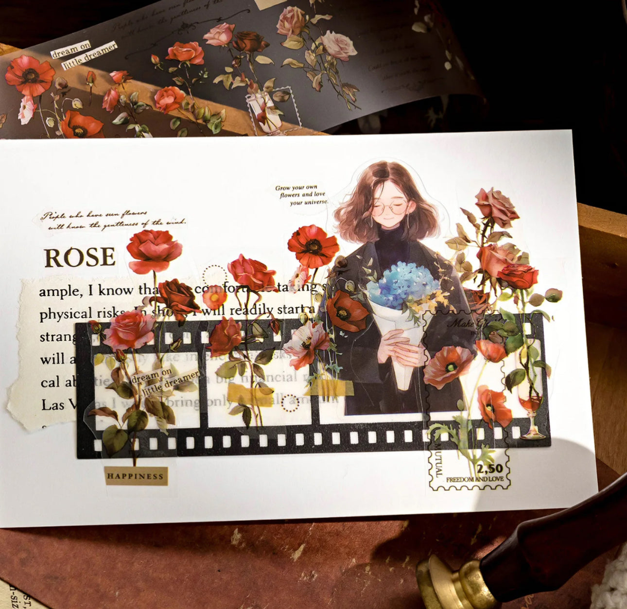 Washi Tape Ancho Flores por color