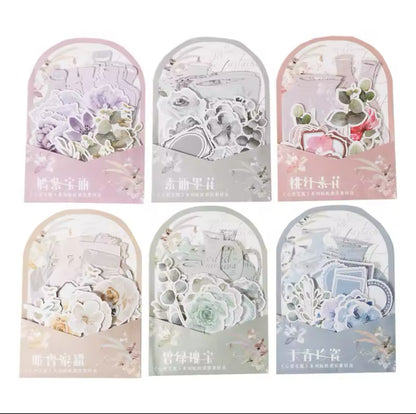 40 Papeles & Stickers Frascos & flores