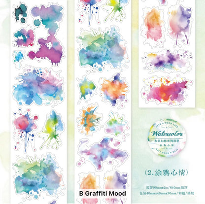 Rollo de Stickers Manchas acuarela