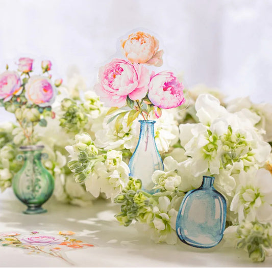 20 Stickers Flowers in a vase