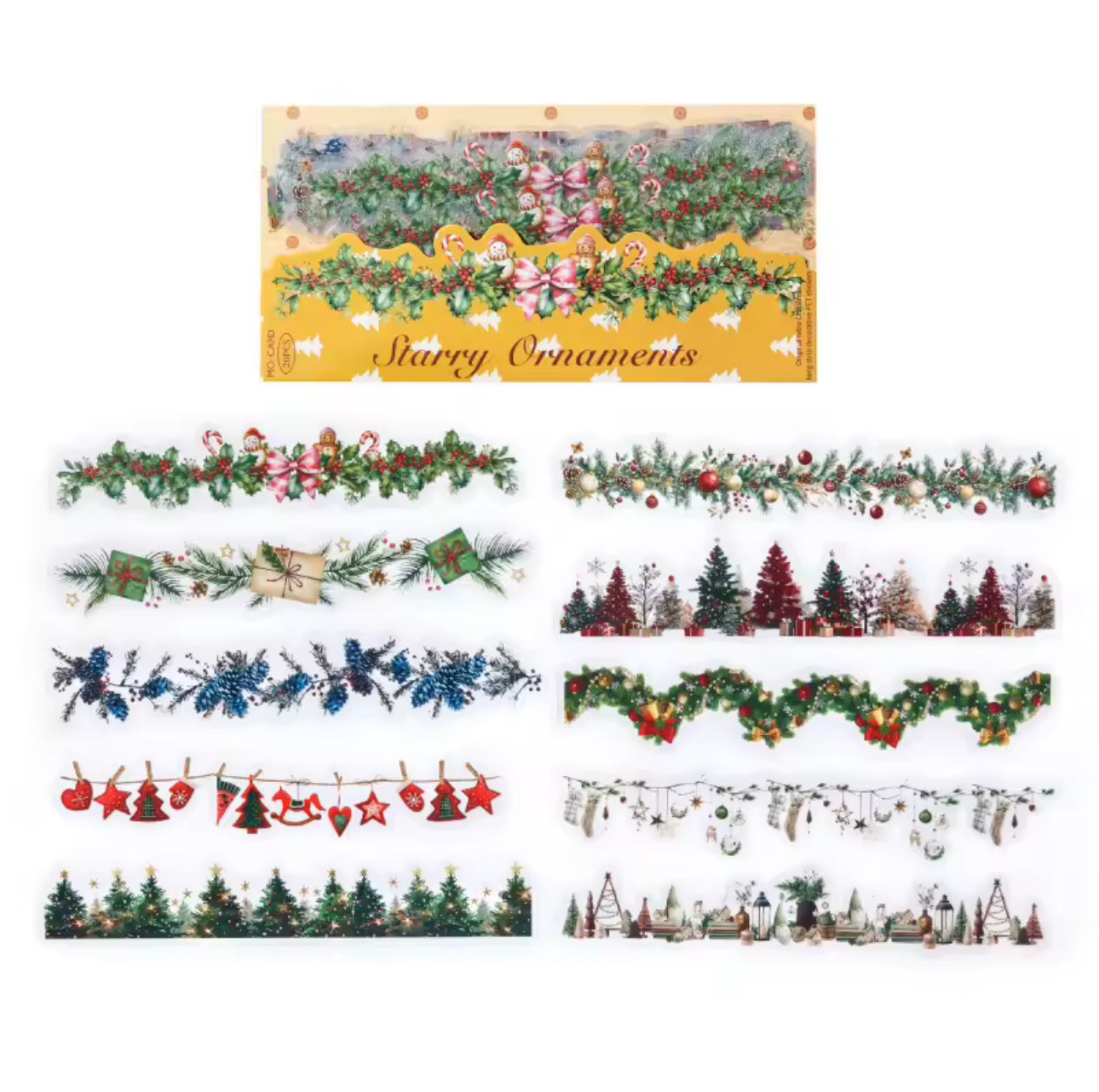 2 Paquetes de 20 Tiras de stickers Navideños