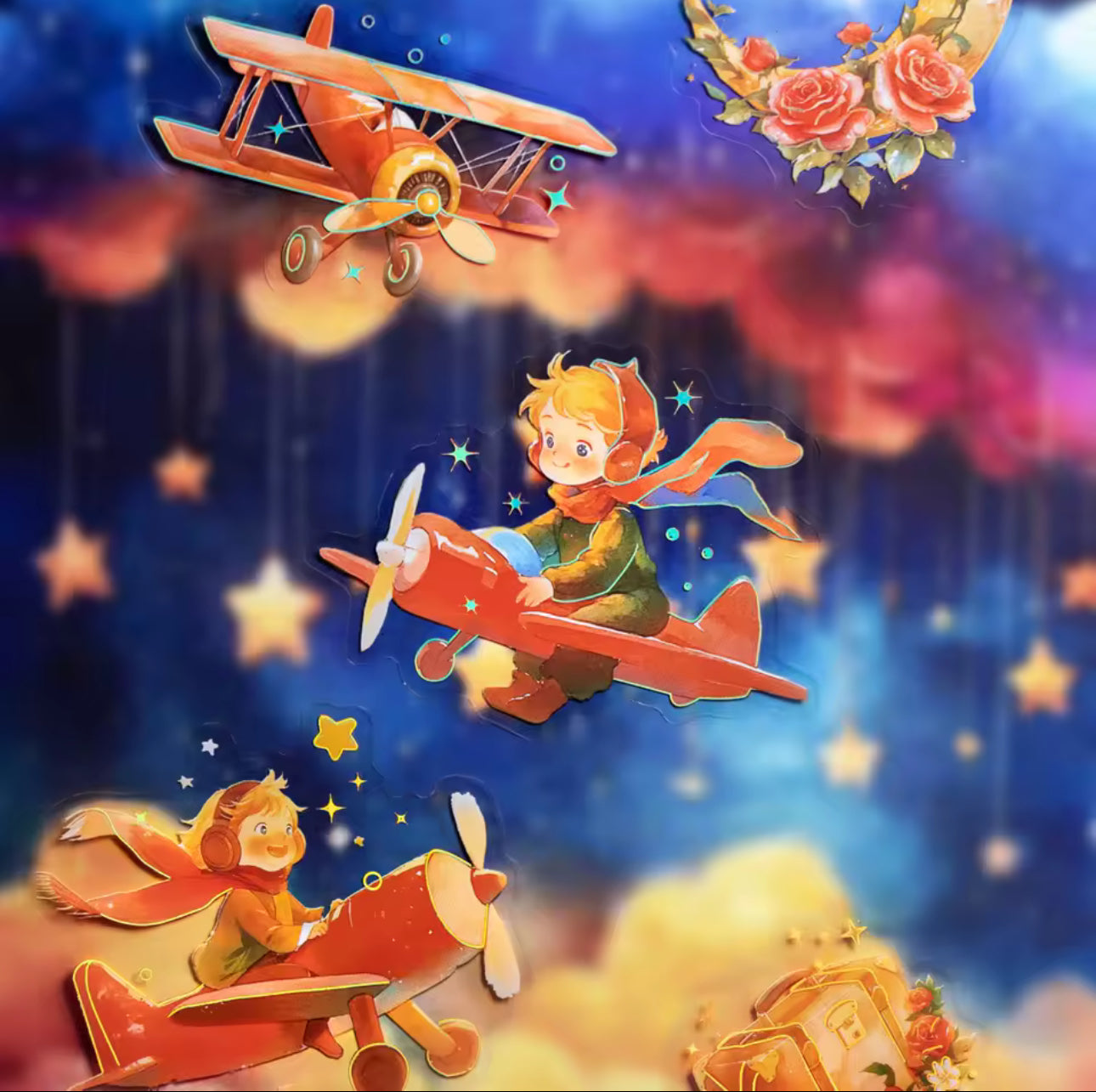 4 paquetes - 60 Stickers Principito Detalles dorados holograficos