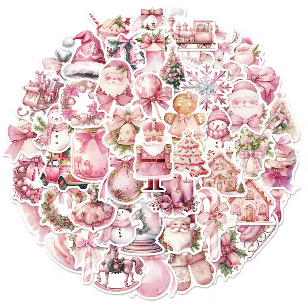 50 Stickers Vinil Rosa Navidad