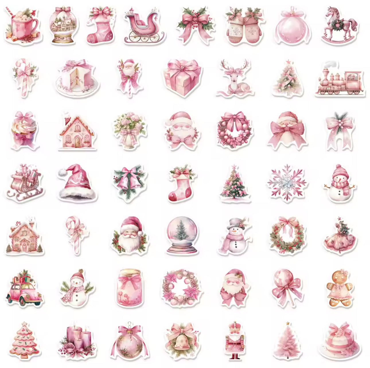 50 Stickers Vinil Rosa Navidad