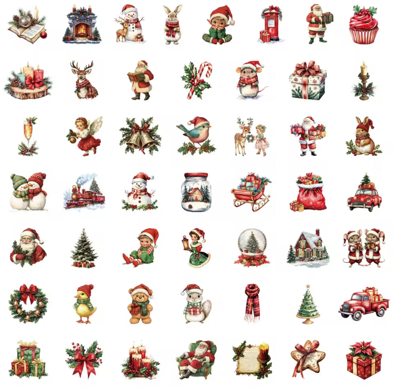 50 Stickers transparentes Navidad