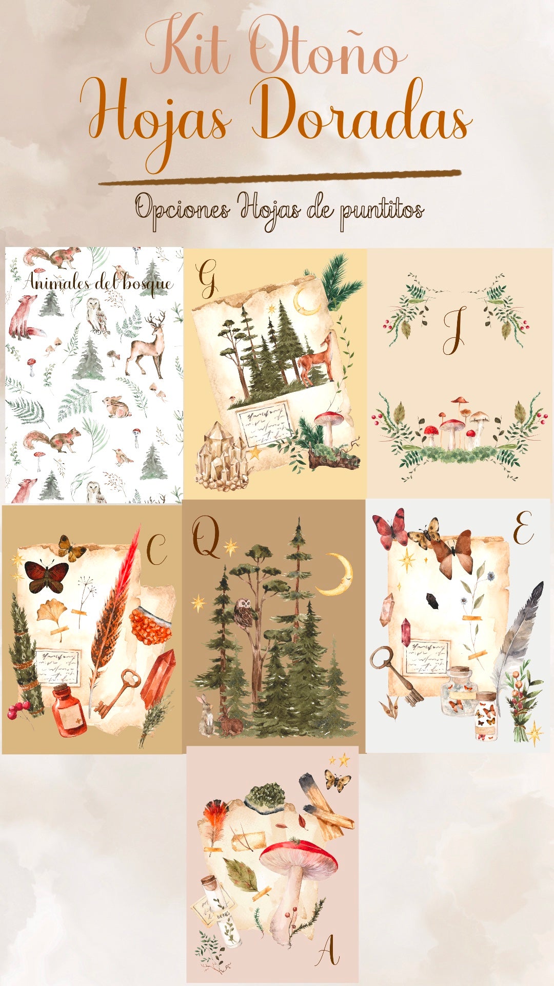 🍁🍂✨ KIT OTOÑO - HOJAS DORADAS✨🍂🍁